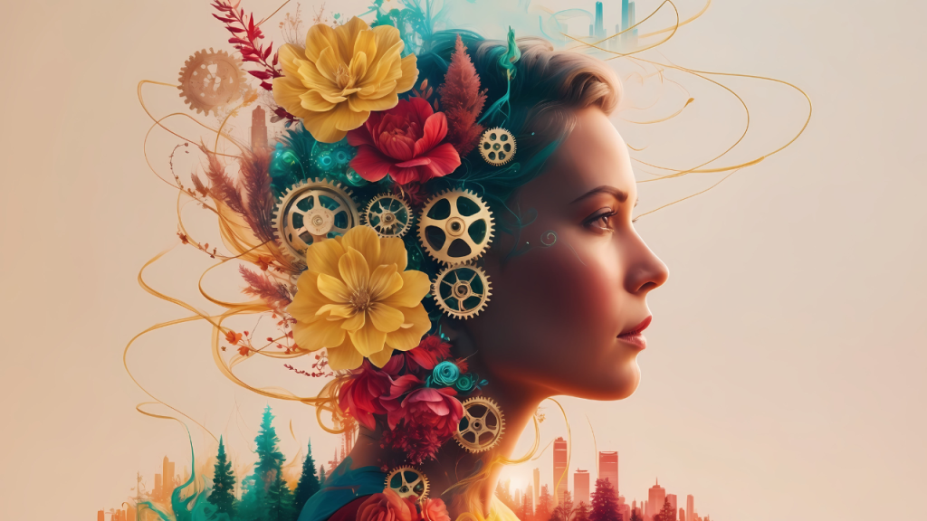 Your Human Design Type image of woman with gears in her hair Diva by Design League City interior designer