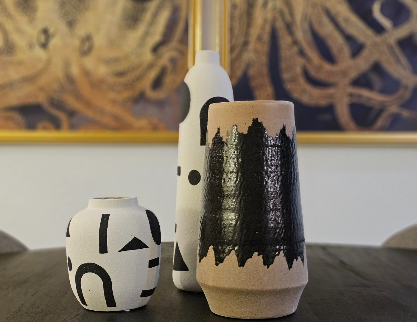 Dining table centerpiece detail featuring natural textures and an intentional, timeless design