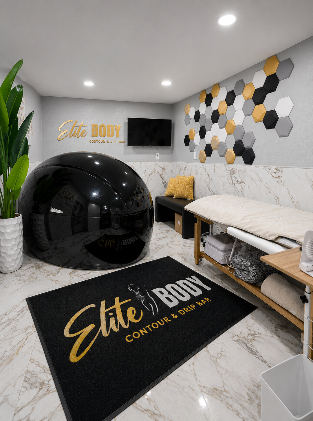 elite body contour and drip bar harlingen texas treatment room Diva by Design harlingen interior designer