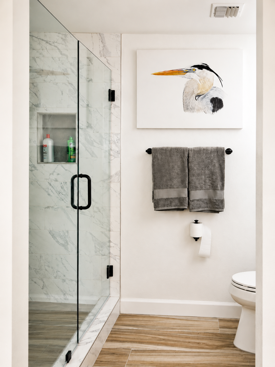 contemporary coastal primary bath shower