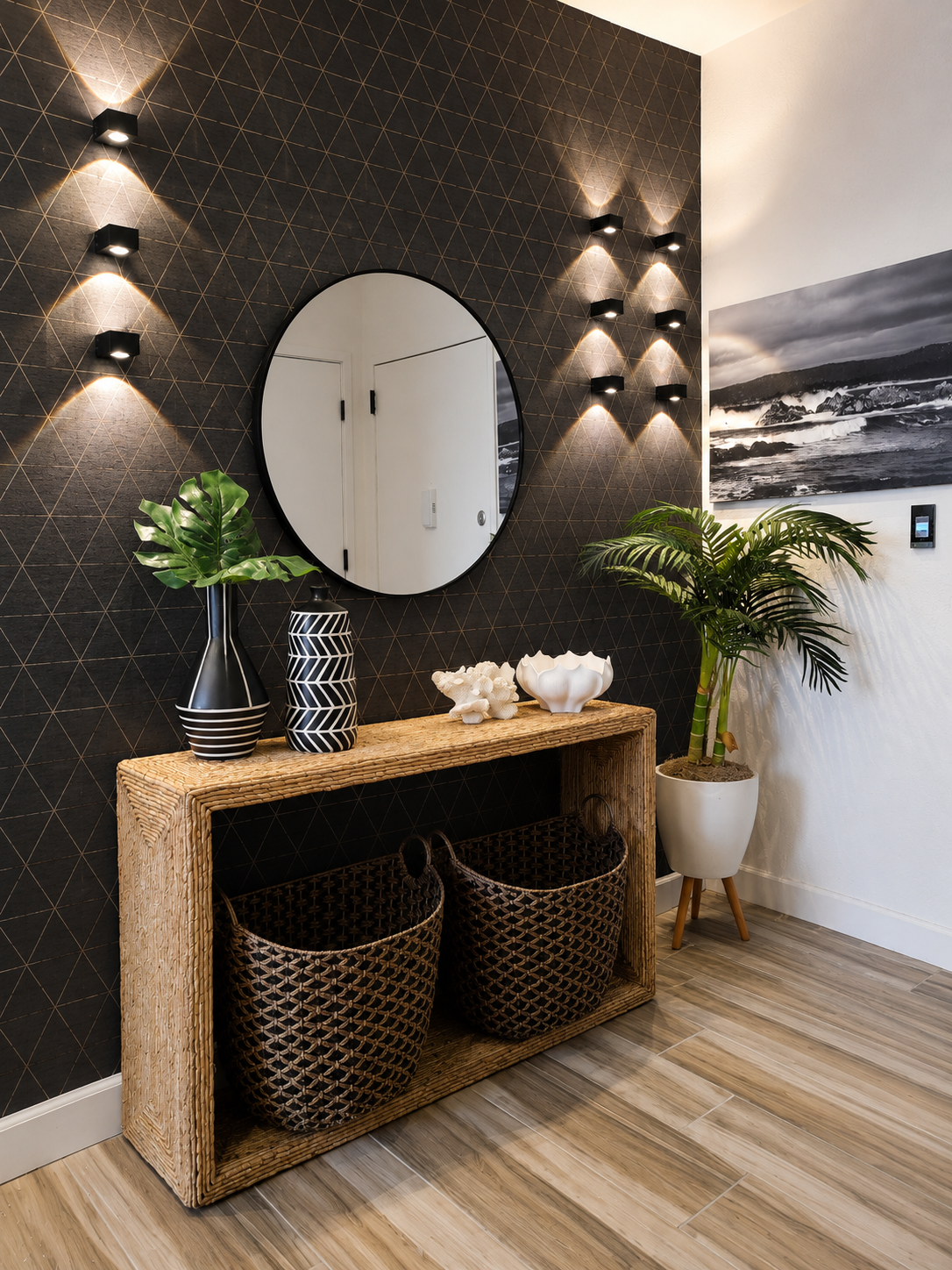 contemporary style stairwell redesign with custom led lighting
